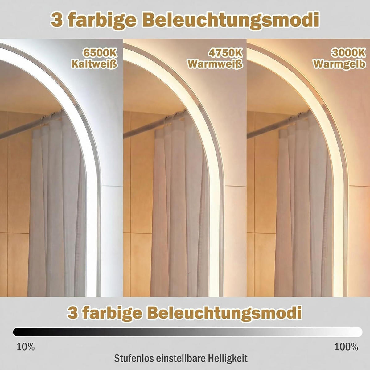 BADSPIEGEL mit Beleuchtung silber - Silberfarben, Glas (50/80/3cm) - COSTWAY