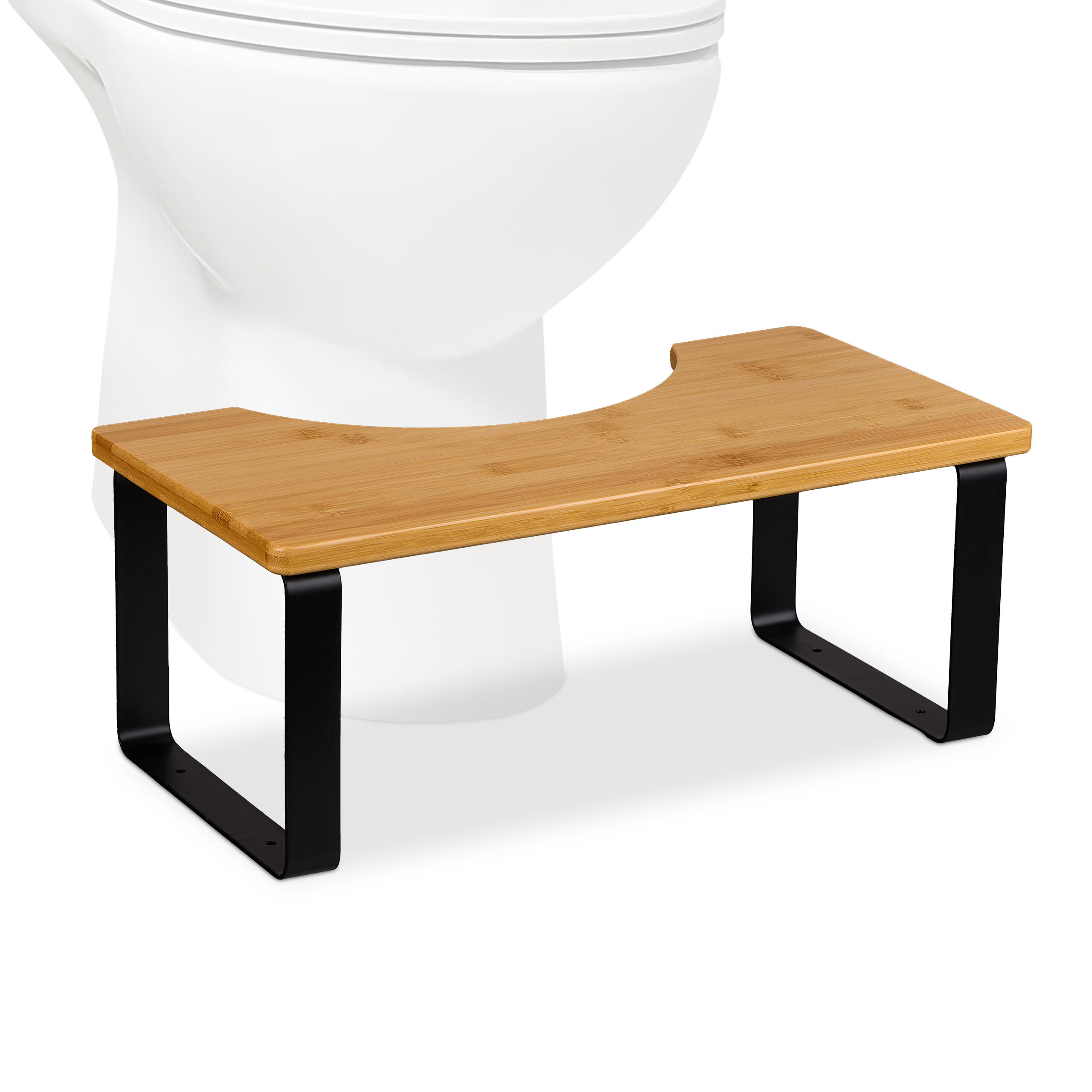 TOILETTENHOCKER - Hellbraun, Holz/Kunststoff (44.5/18/23cm) - Relaxdays
