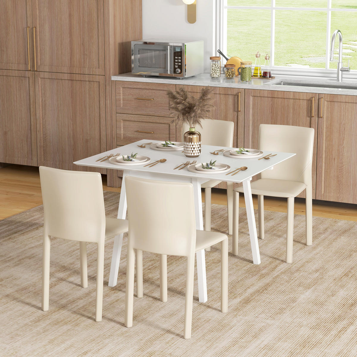ESSTISCH klappbar, Kiefernholz, Weiß - Weiß, Holz (110/86/75cm) - HOMCOM
