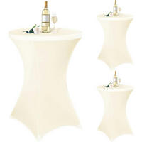 STEHTISCHHUSSE 3er Set Beige Ø 80 cm - Creme, Textil (80/80cm)