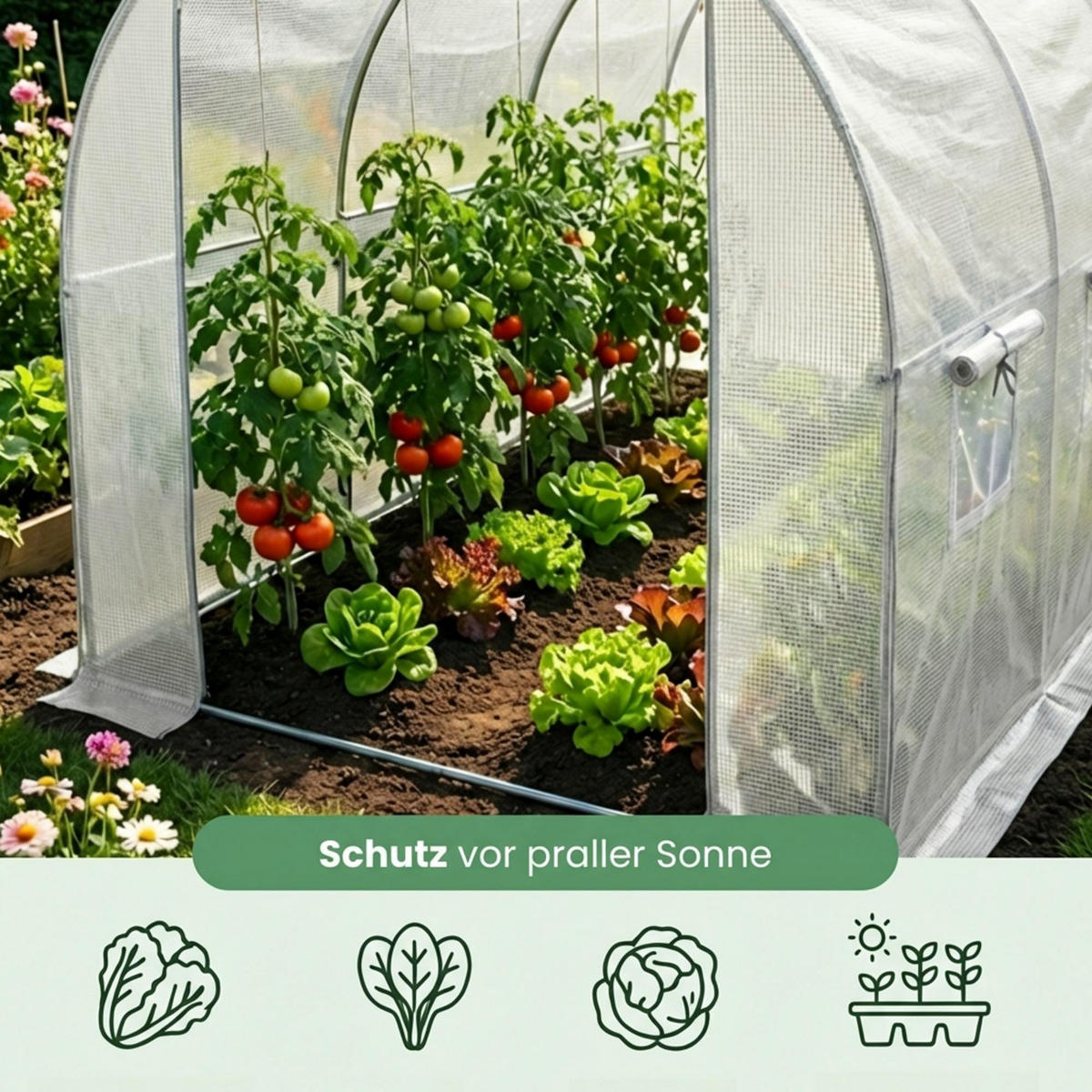 TUNNELGEWÄCHSHAUS, Weiß, 200x300x200 cm - Weiß, Metall (200/200/300cm) - Akord