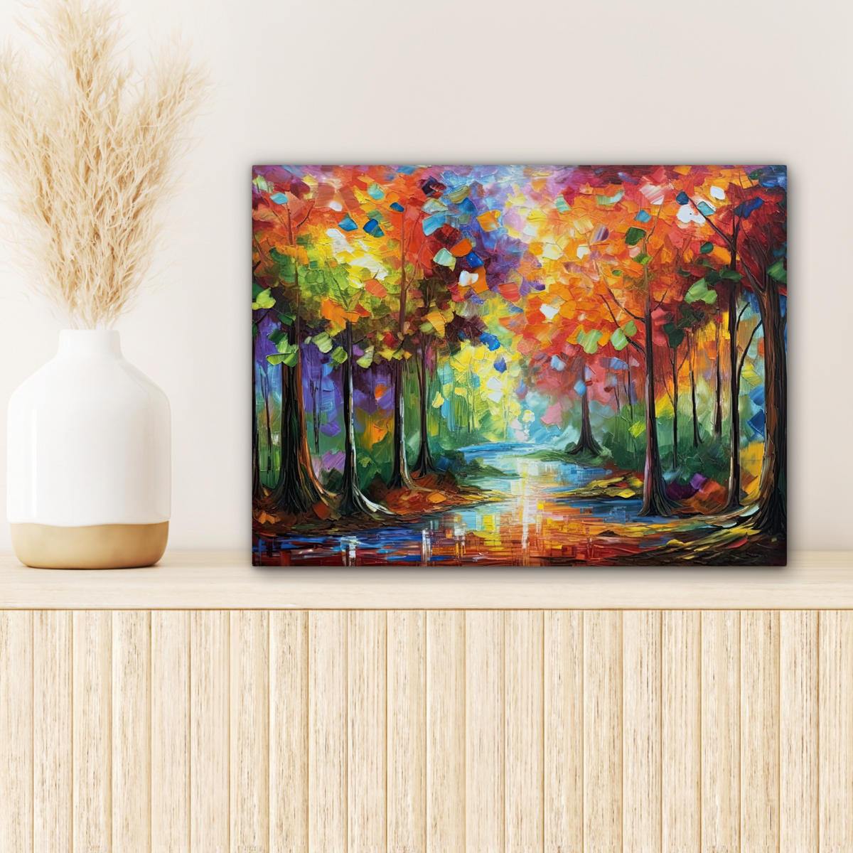 LEINWANDBILD Landschaft - Wald - Farben - Natur 40x30 cm - Multicolor, Textil (40/30cm) - MuchoWow