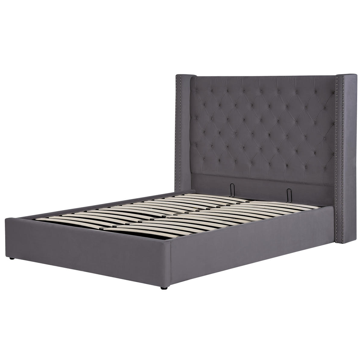 POLSTERBETT 140/200cm Grau Lubbon - Grau, Textil (140/200cm) - Beliani