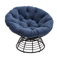 GARTEN-RELAXSESSEL Papasansessel, 360° drehbar,Rattan, Blau - Blau, Metall (60/67/92cm) - LVHOM
