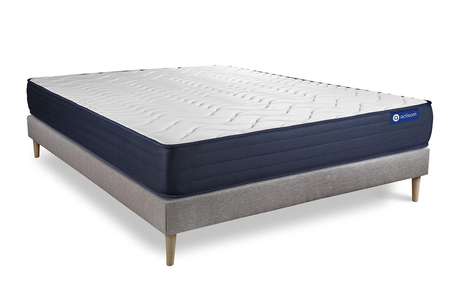 BETT Actimemo life Memory-Schaum 140 x 210 cm h4 - Kit Bettgestell Grau - Beige/Grau, Holz (140/210cm) - ACTISOM
