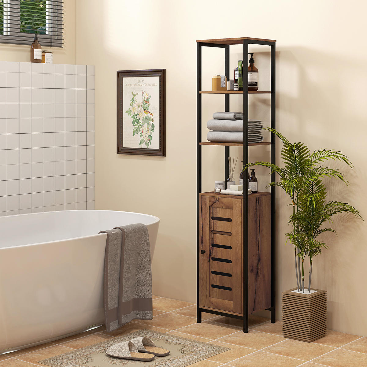 HOCHSCHRANK DE-12383 37/30/167 cm Rostbraun - Braun, Holzwerkstoff (30/167/37cm) - ComfortXL