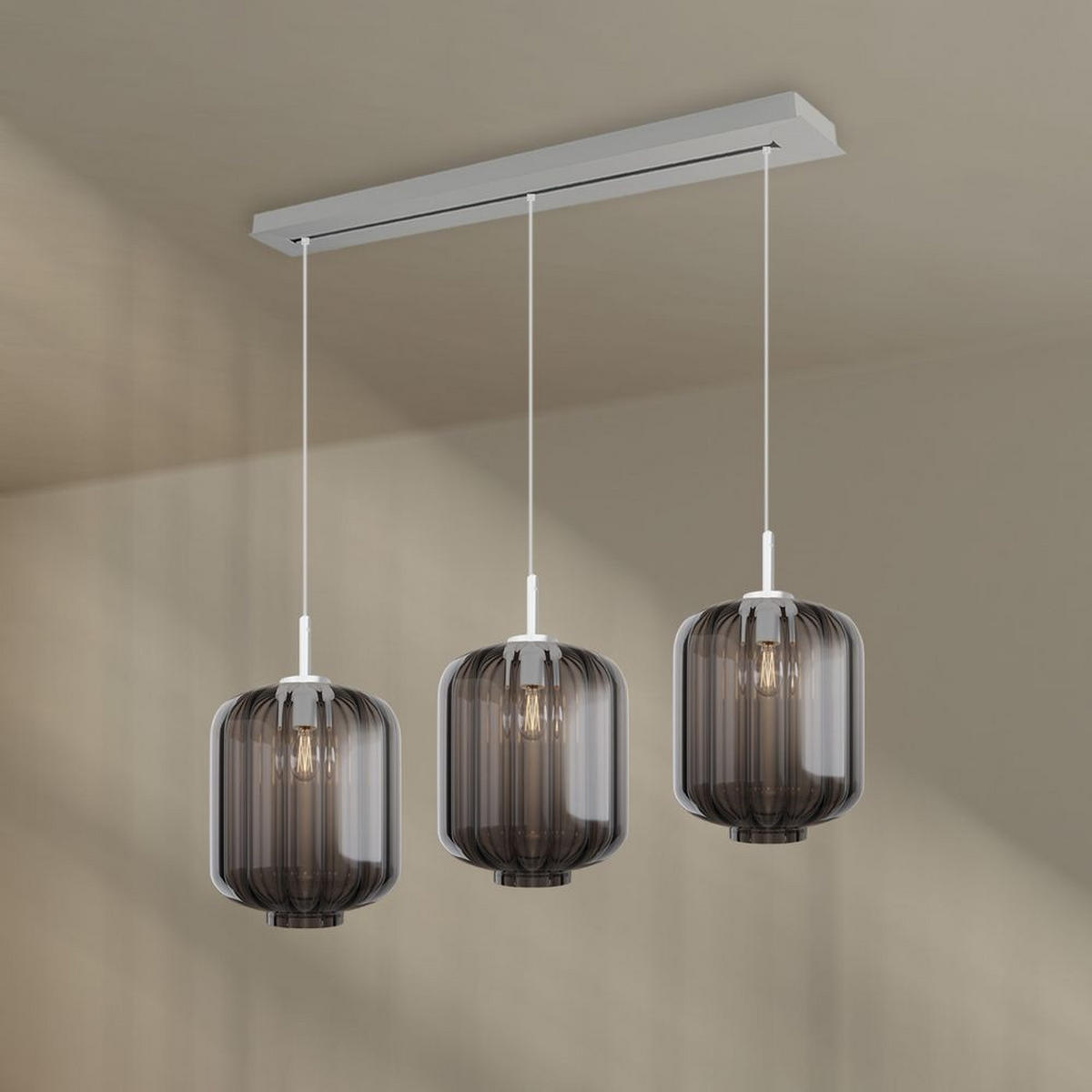 HÄNGELEUCHTE Velo 3-flammig Rauch Ø 25cm - Anthrazit/Weiß, Glas (25/25/27cm) - s.luce