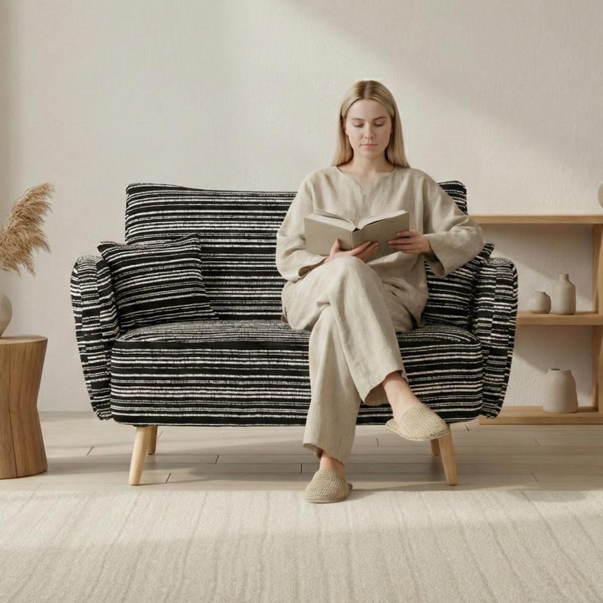 BIG SESSEL,Relaxsessel,Loungesofa,XXL-Sessel,Bouclé,Schwarz - Schwarz, Textil (121/63/81.5cm) - LVHOM