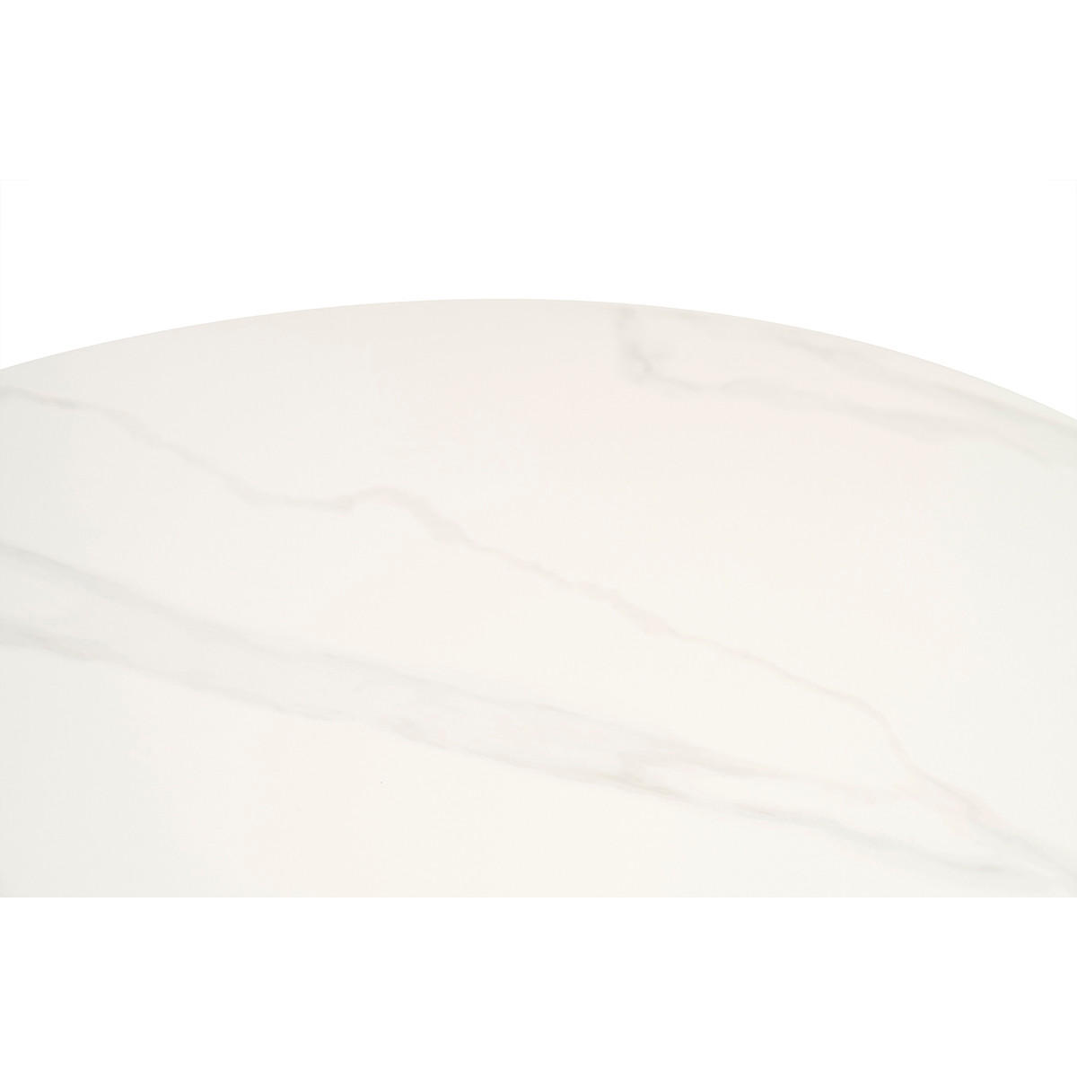 DESIGN-ESSTISCH rund aus weißer Keramik und Metall D90 cm MALOU - Weiß, Stein (90/90/75cm) - Miliboo