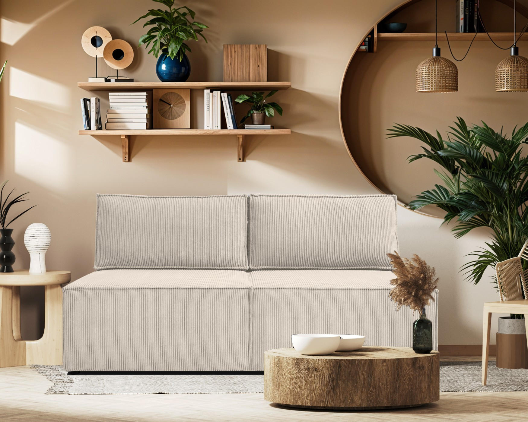 SCHLAFSOFA Mit Bettzeugfach COMPI Ecru - Ecru, Holz/Textil (192/92/98cm) - Kaiser Möbel