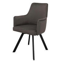 ARMLEHNENSTUHL Sello schlamm mit T-Fuß drehbar - Schlammfarben/Schwarz, Textil/Metall (55/90/58cm) - INKA furniture