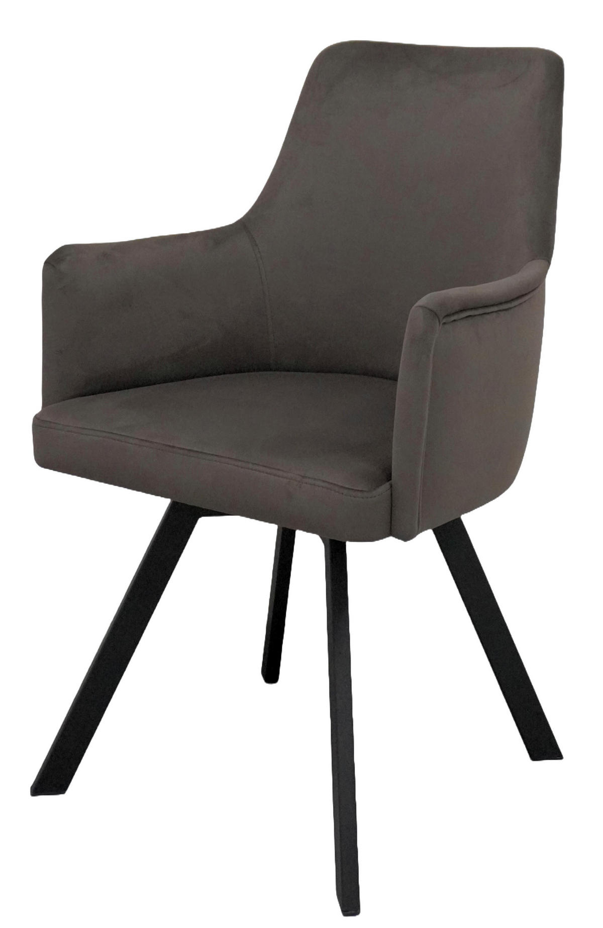 ARMLEHNENSTUHL Sello schlamm mit T-Fuß drehbar - Schlammfarben/Schwarz, Textil/Metall (55/90/58cm) - INKA furniture