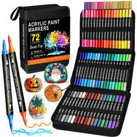 ACRYLSTIFTE Set 72 Farben Dual Tip Wasserfest für verschiedene Oberflächen - Multicolor, Kunststoff (19/5.5/27.5cm)