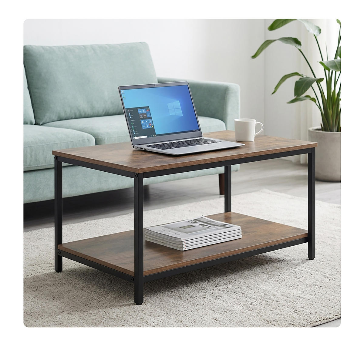 COUCHTISCH - Schwarz, Holzwerkstoff/Metall (50/80/42cm) - Relaxdays