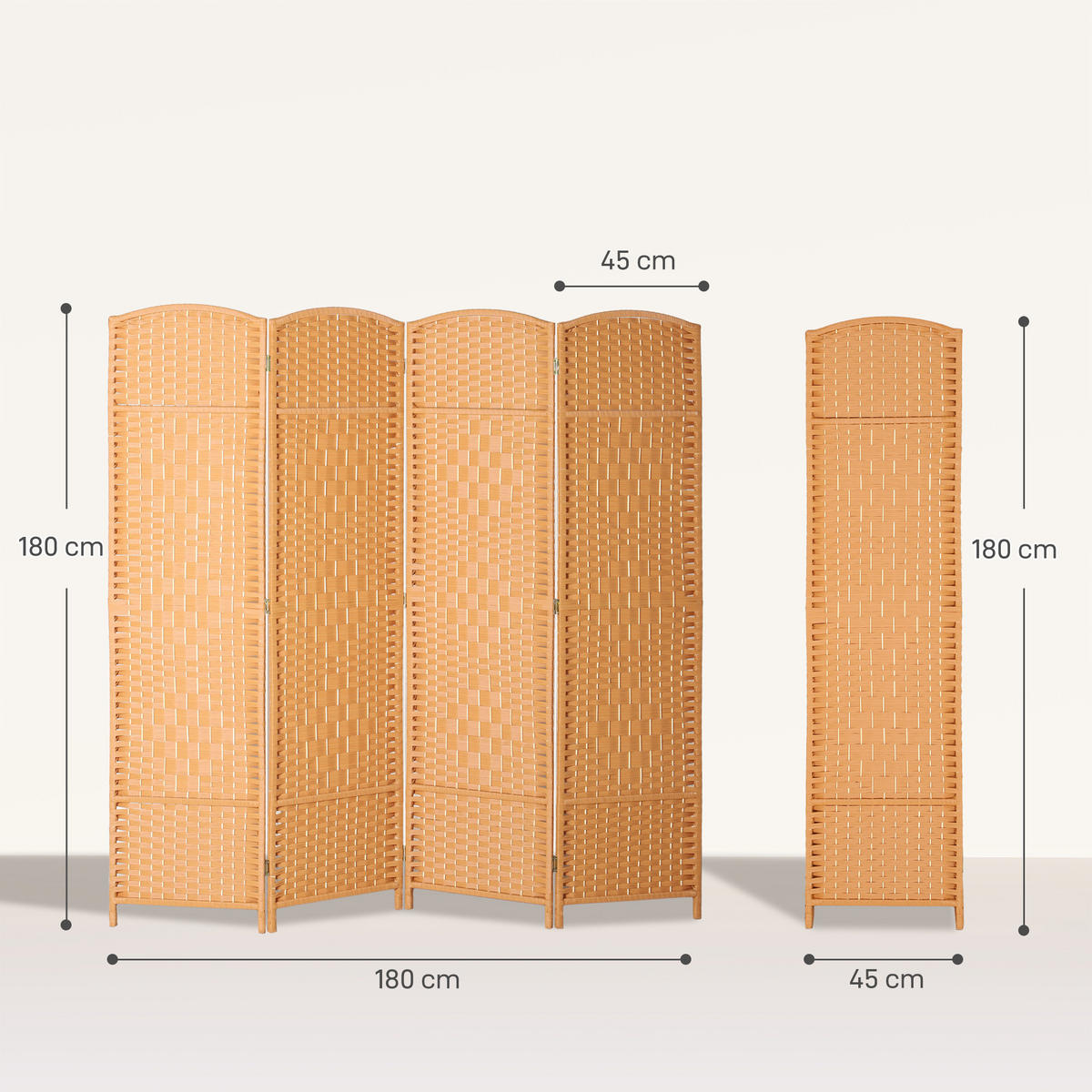 SKLÁDACÍ zástěna z polypropylenu s přírodním dřevem - hnědá, dřevo (1.7/180cm) - HOMCOM