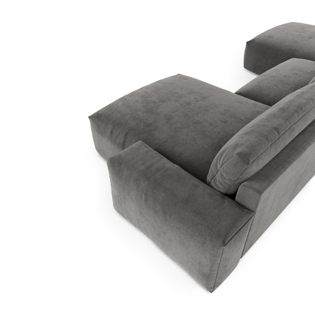 WOHNLANDSCHAFT Samt Graphitgrau 420cm - Graphitfarben/Grau, Textil (420/75/174cm) - Sia Home