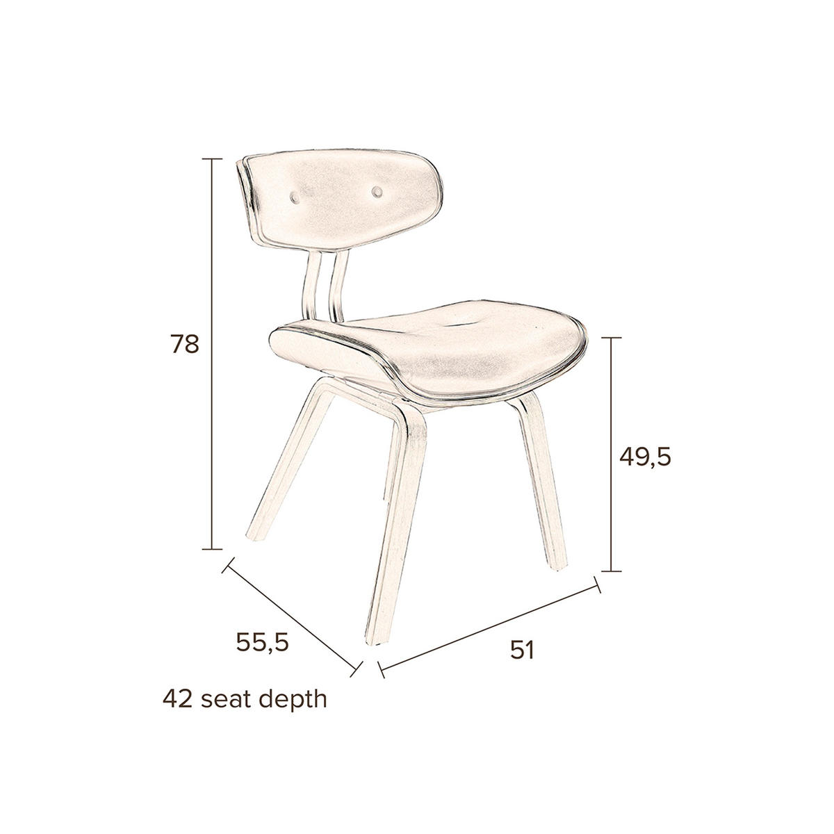 ESSZIMMERSTUHL Blackwood Kunstleder Braun - Braun, Kunststoff (51/78/55.5cm) - Dutchbone