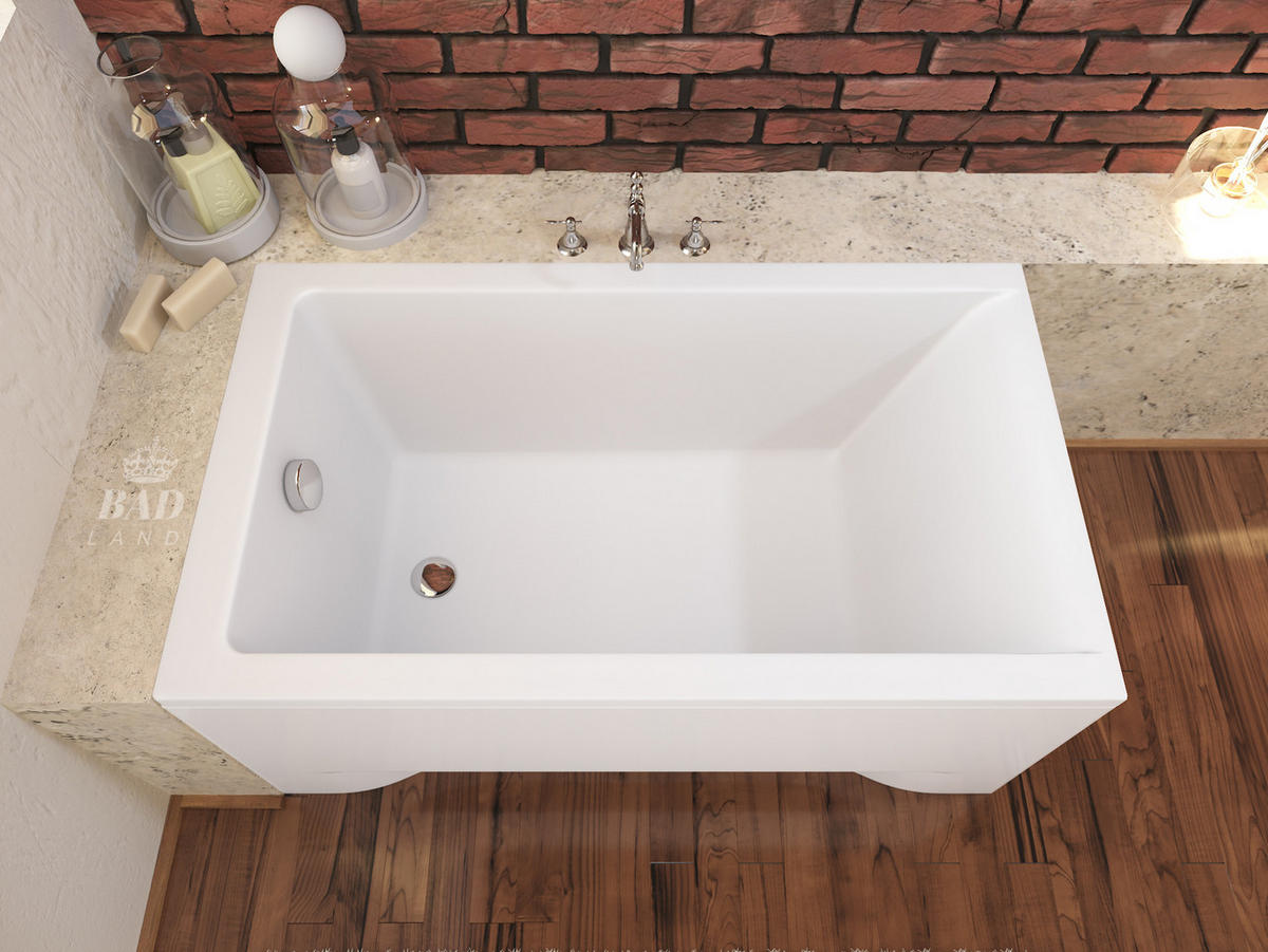 BADEWANNE Rechteck CAPRI 100/70 Ablauf & Füße - Weiß, Kunststoff (70/54.5/100cm) - bad land