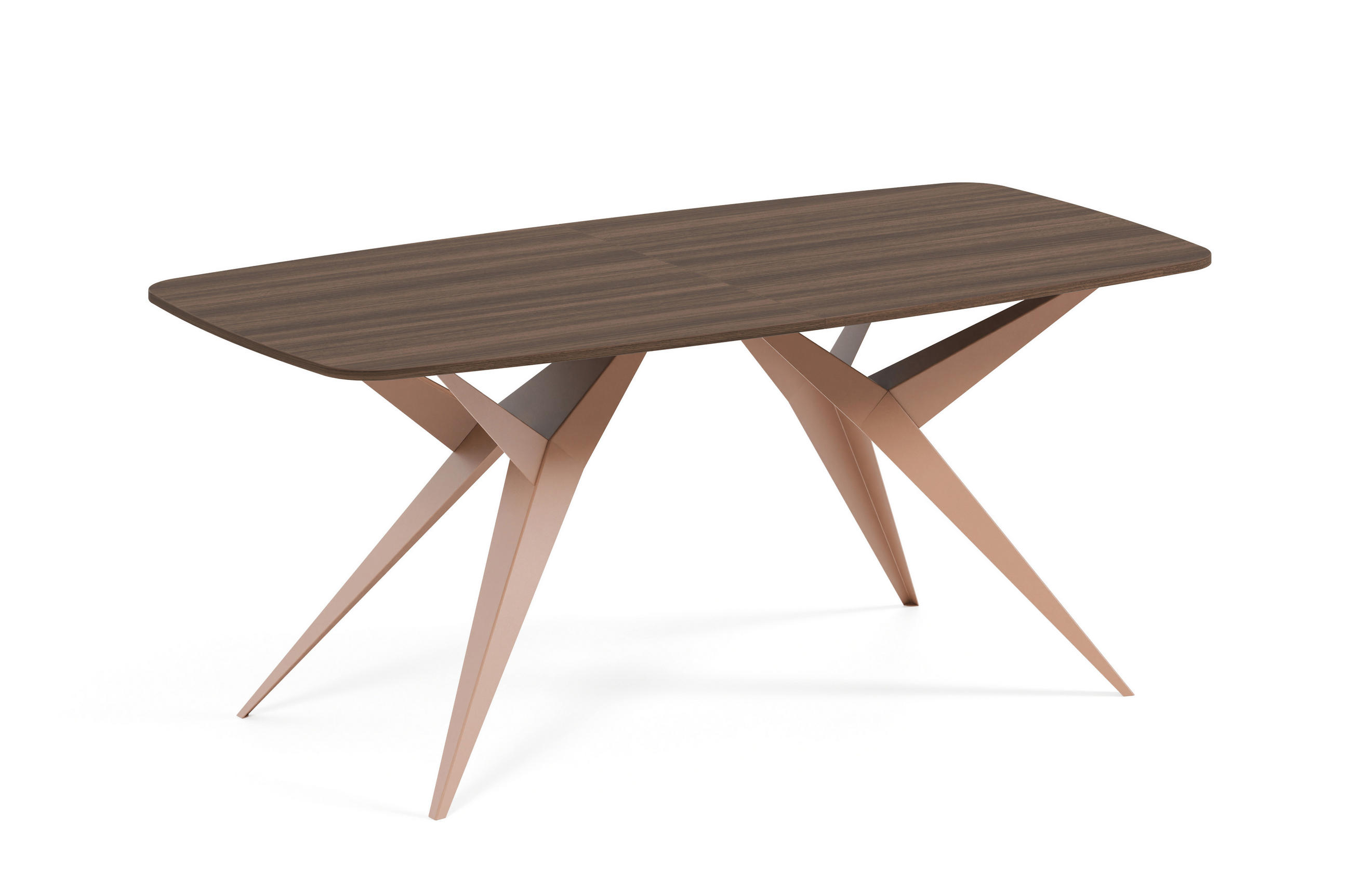 ESSTISCH AXIS - Haselnussfarben/Kupferfarben, Holzwerkstoff/Metall (90/180/76cm) - Meblini