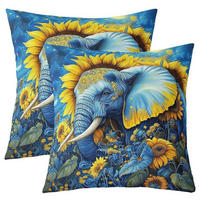 KISSENBEZÜGE 2-teiliges Set 50 x 50 cm Elefant Sonnenblume - Multicolor, Textil (50/50cm)