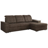 ECKSOFA MADRITO L - Braun Velorus - Rechts - Silberfarben/Braun, Textil/Metall (256/160cm)