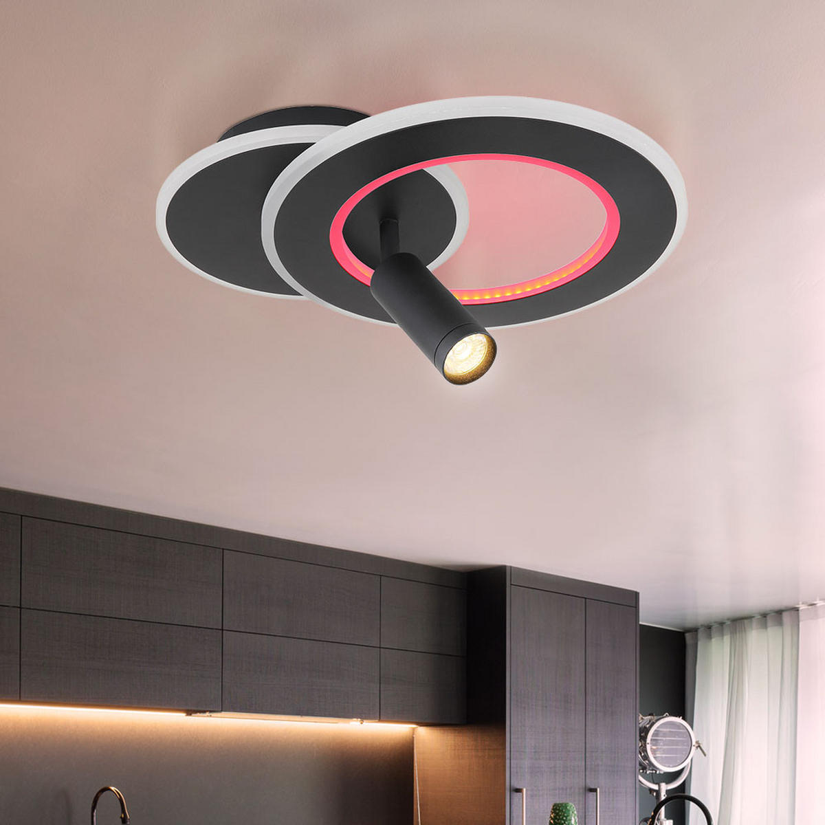 LED DECKENLEUCHTE MARIAN Schwarz Metall - Schwarz, Metall (36.5/29.2/13.5cm) - Globo Lighting