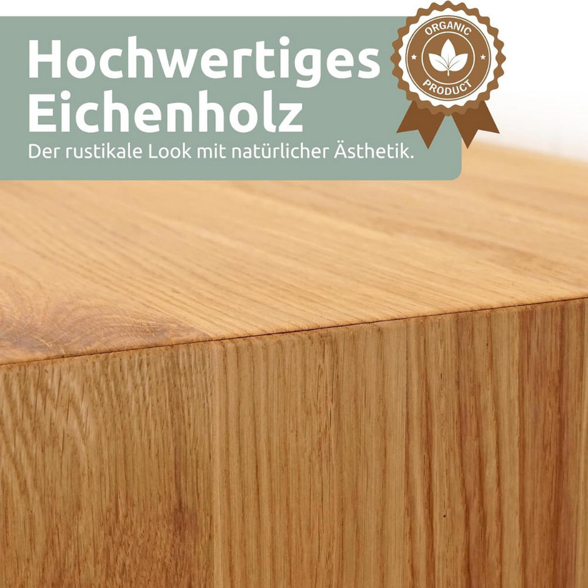 MASSIVHOLZBETT 200x200 cm KEILO Eichenholz Bettrahmen Metallkufen - Braun, Holz (200/200cm) - DELUKE