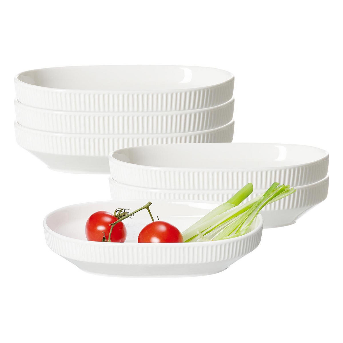 SERVIERSCHALEN Kelly weiß 18 x 13 cm 6er Set - Weiß, Keramik (18/13/3.8cm) - Ritzenhoff Breker