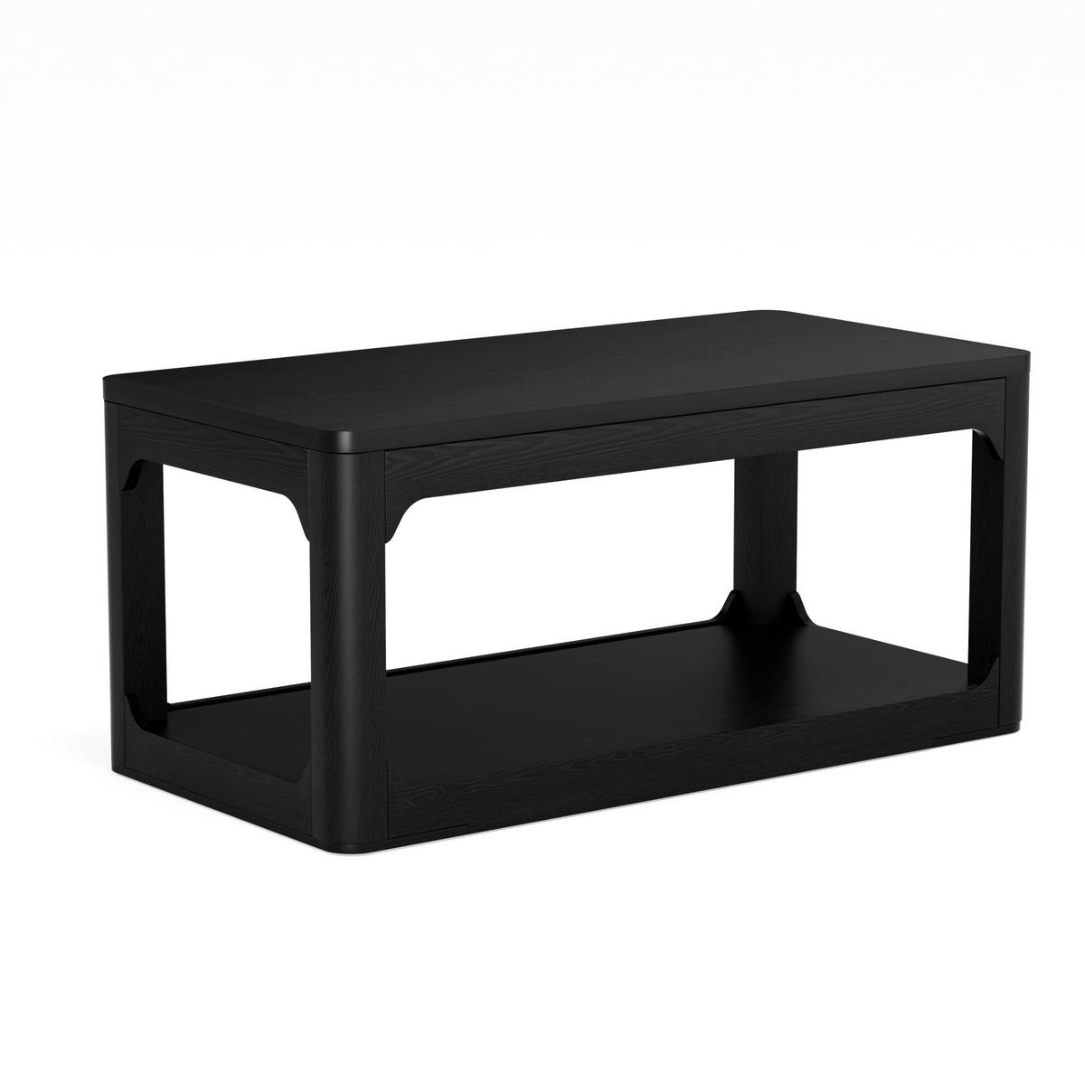 COUCHTISCH aus MDF 100x50x44,5 cm Schwarz mit 2 Ablagefächern - Schwarz, Holzwerkstoff (100/50/44.5cm) - IVMEU