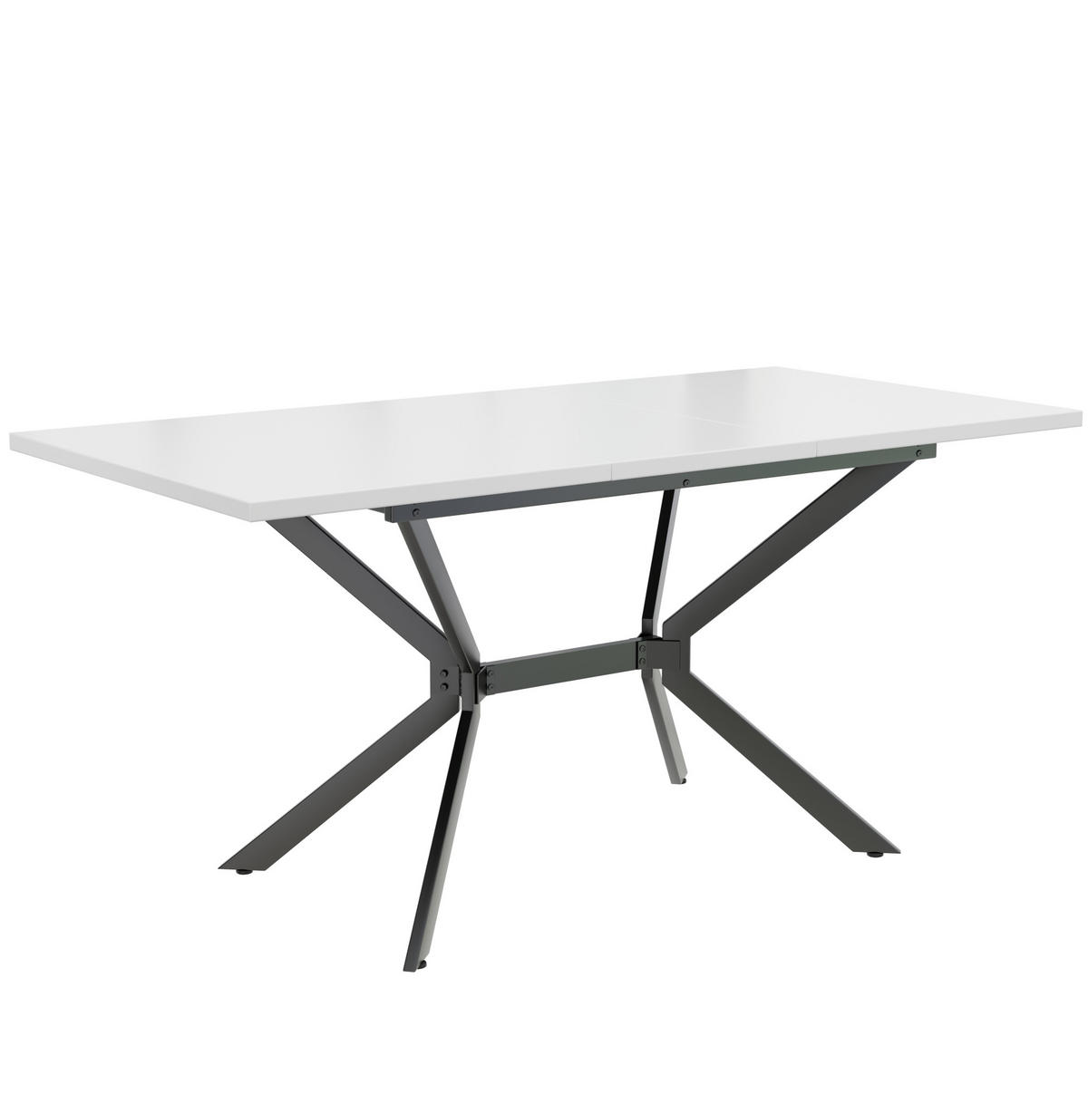 ESSTISCH 120/160/80 cm ausziehbar mit MDF-Tischplatte und Metallbeinen, Weiß - Weiß, Holzwerkstoff (160/75/80cm) - Redom
