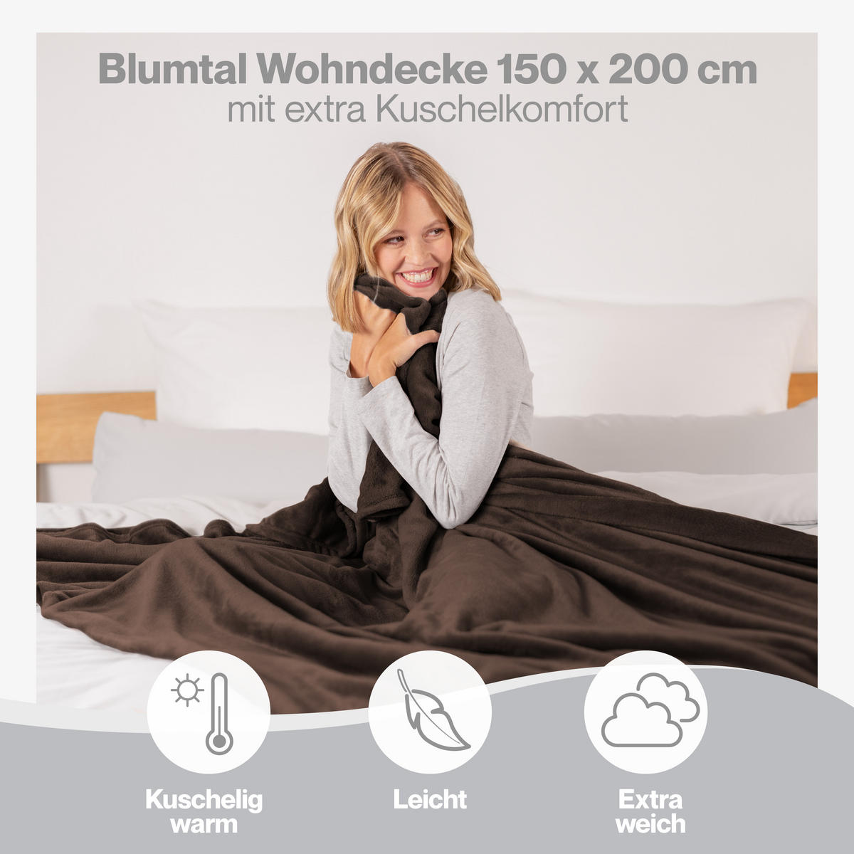 KUSCHELDECKE Anton 150/200 cm, Dunkelbraun - Dunkelbraun, Textil (150/200cm) - Blumtal