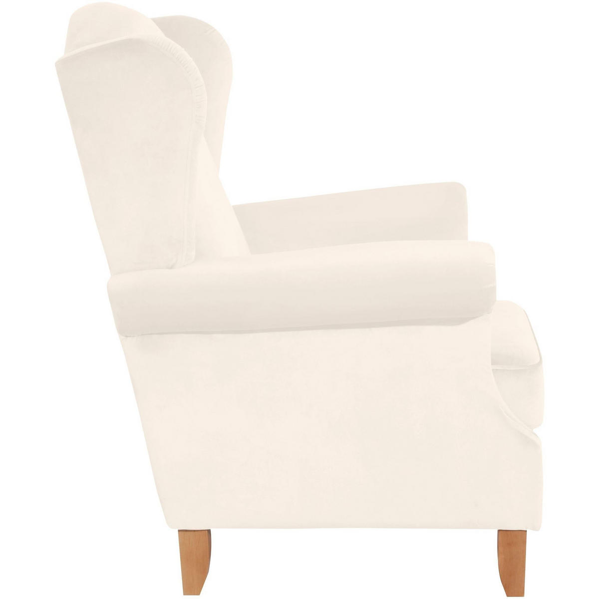 OHRENSESSEL Katria Bezug Samtvelours Buche natur / creme - Weiß, Kunststoff (88/108/84cm) - 58aufmkessel