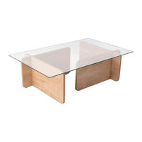 COUCHTISCH - Sicherheitsglas - Holzfarben hell & Transparent - AZRA - Transparent/Braun, Holz (105/65/30cm) - Vente-Unique