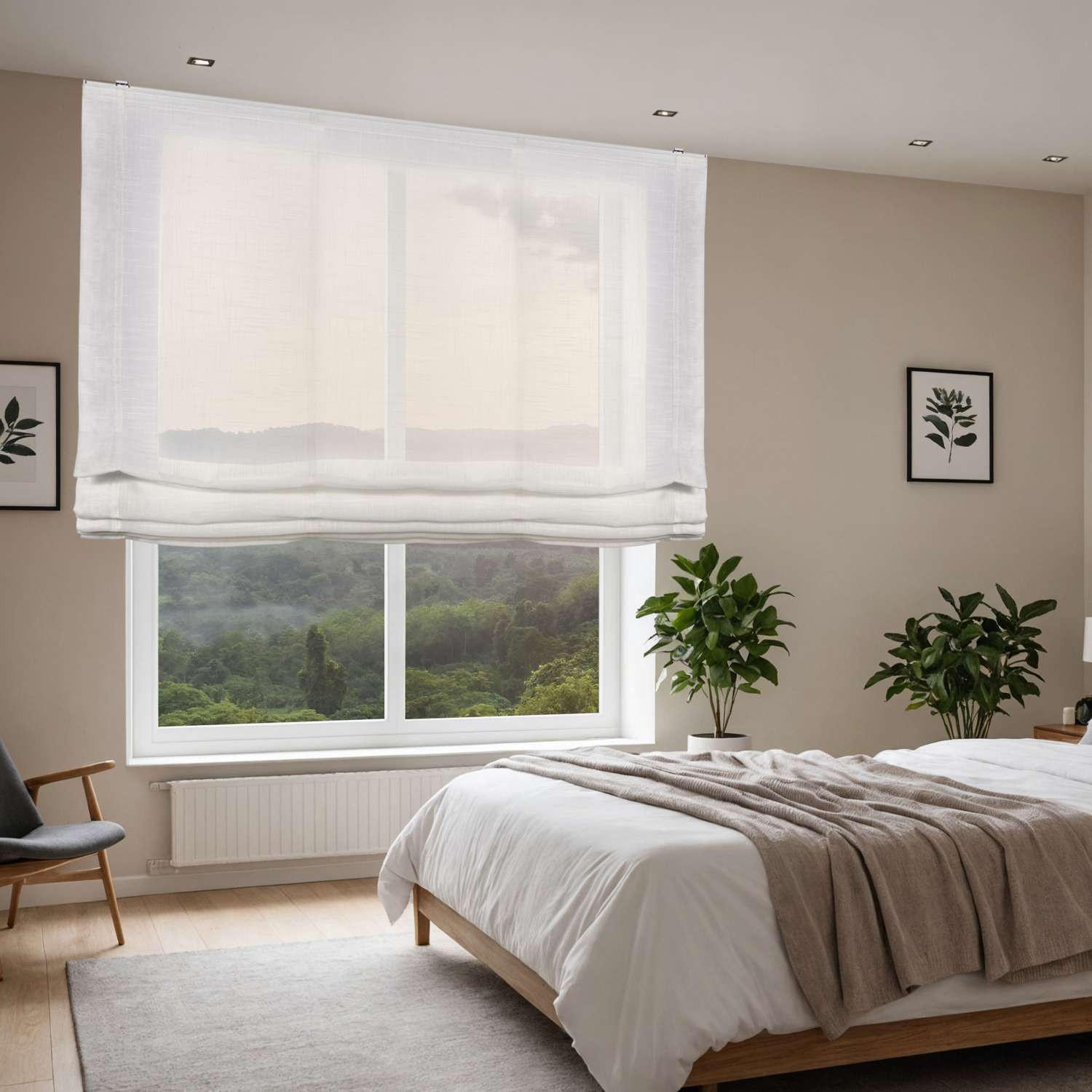 Thumbnail - Storesdeco Raffrollos, Weiß, Kunststoff, Uni, Rechteckig, 120x175 cm, CE, Wohntextilien, Rollos & Jalousien, Rollos, Raf...