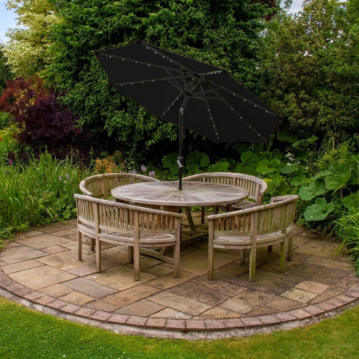 SONNENSCHIRM 270cm LED mit Kippfunktion - Schwarz - Schwarz, Textil (270/270cm) - Monstershop