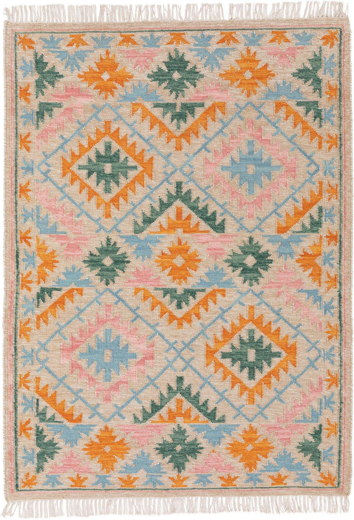 KELIM handgewebt Zohra Multicolor/Beige 120x170 cm - Multicolor, Textil (120/170cm) - benuta Pure