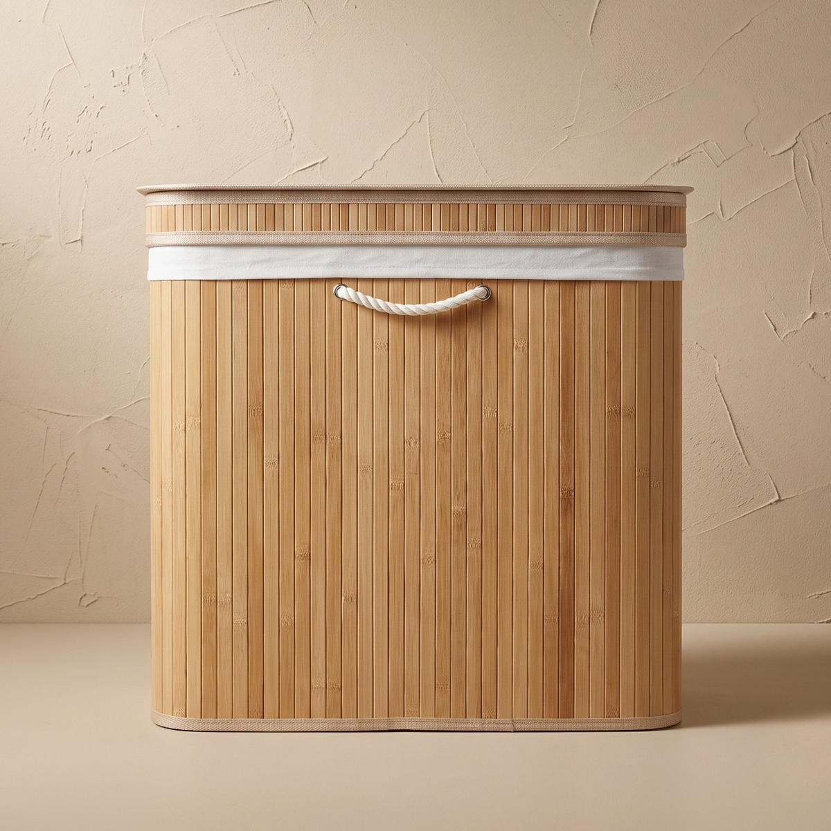 WÄSCHEKORB aus Bambus 63/43/60 cm - Beige, Naturmaterialien (43/60/63cm) - NUXIO