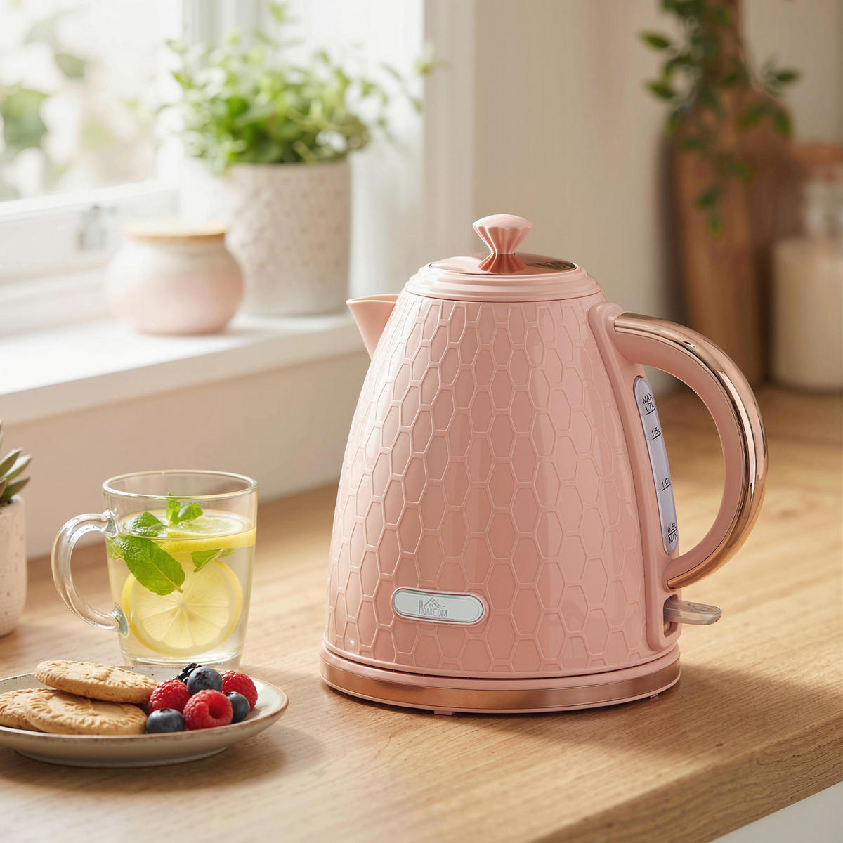 WASSERKOCHER DE-07948 1,7 L, 2,2 kW, kabellos Hellrosa - Pink, Kunststoff (19.5/23.4/24.2cm) - ComfortXL