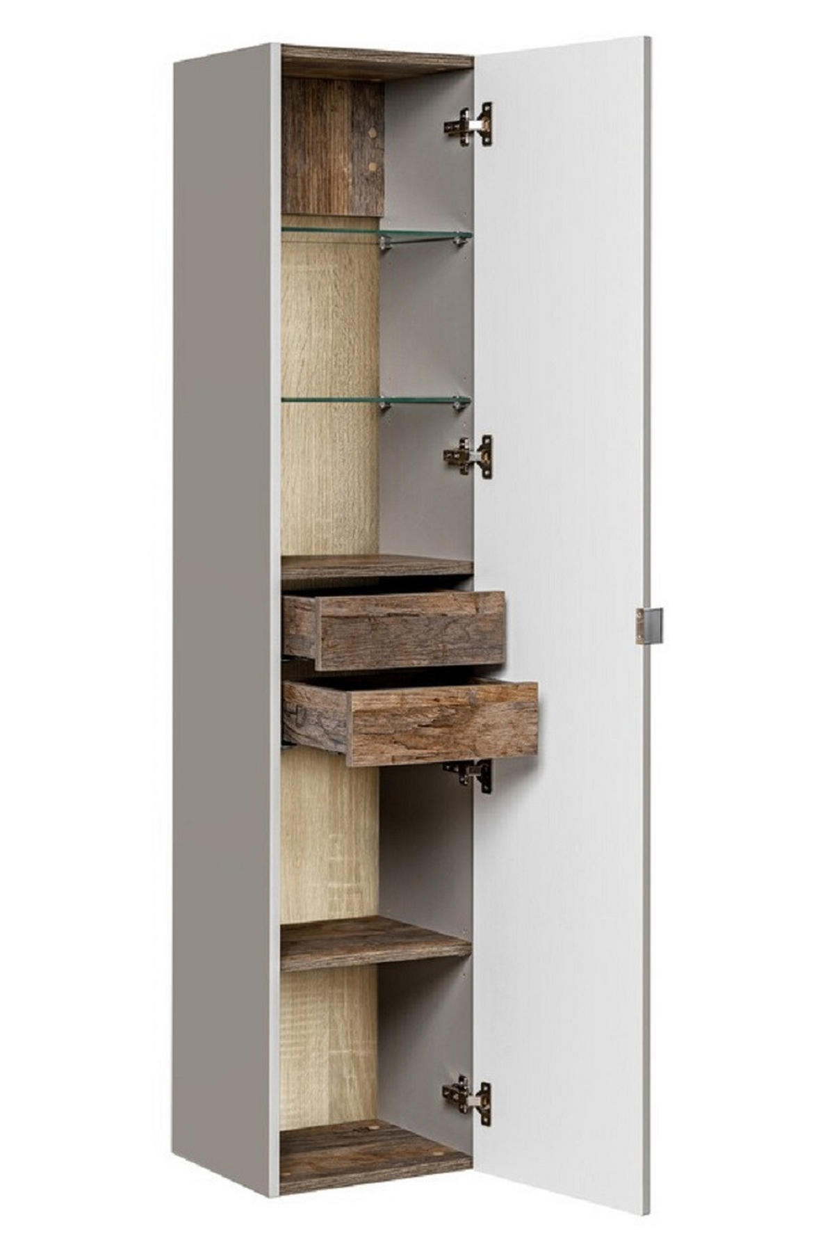 BADMÖBEL-SET 6 Teile - Santa Fe Taupe S BM41 in Clay Grey/Santa Fe Vintage Oak - Graubraun, Holz (60/160/46cm)