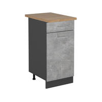 KÜCHENUNTERSCHRANK R-Line Beton 40 cm , AP Eiche - Schieferfarben/Anthrazit, Holzwerkstoff (40/81.6/60cm) - Vicco