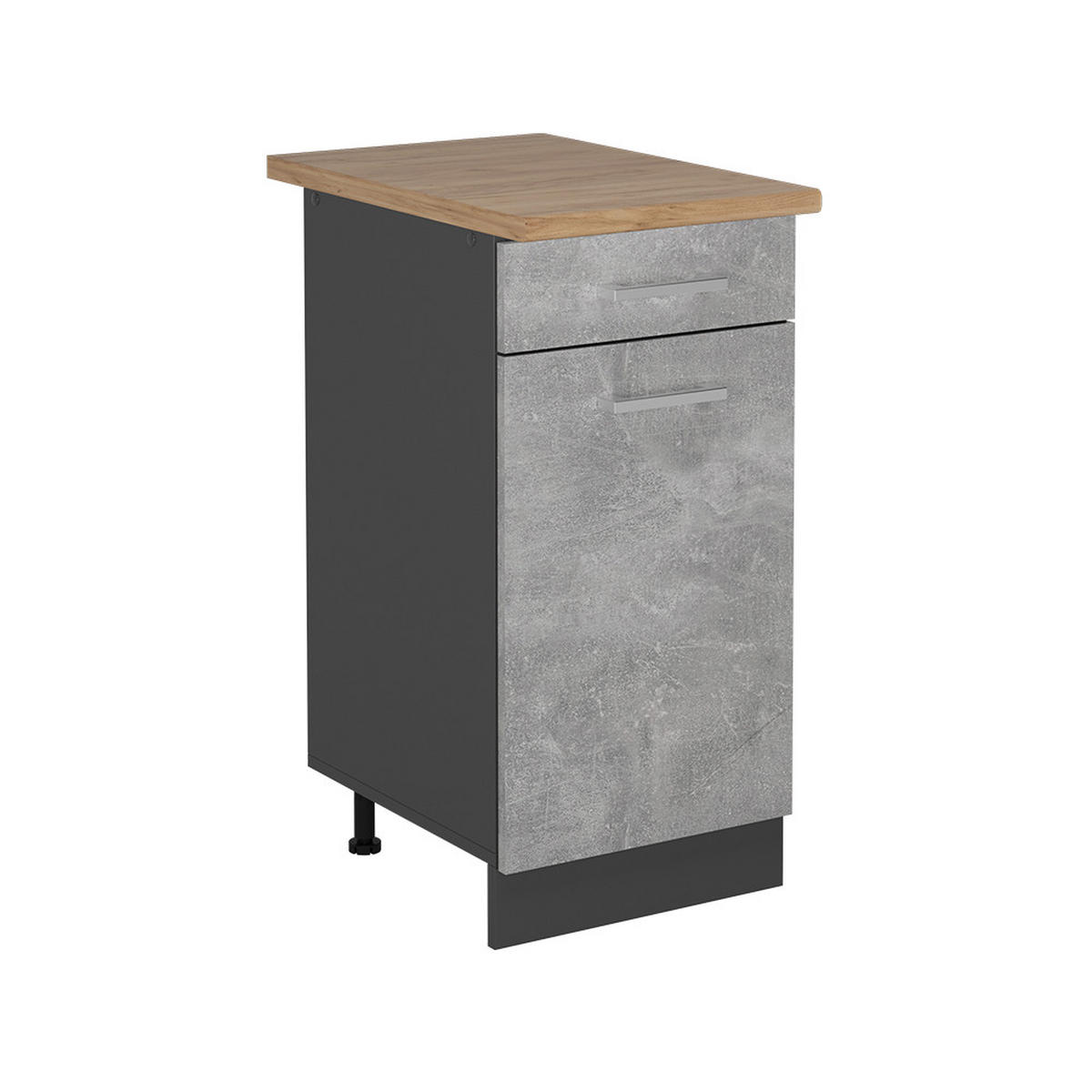 KÜCHENUNTERSCHRANK R-Line Beton 40 cm , AP Eiche - Schieferfarben/Anthrazit, Holzwerkstoff (40/81.6/60cm) - Vicco