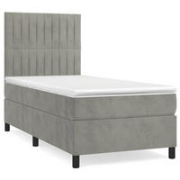 BOXSPRINGBETT Mit Matratze Hellgrau 100/200 Cm Samt - Grau, Textil (100/200cm) - vidaXL