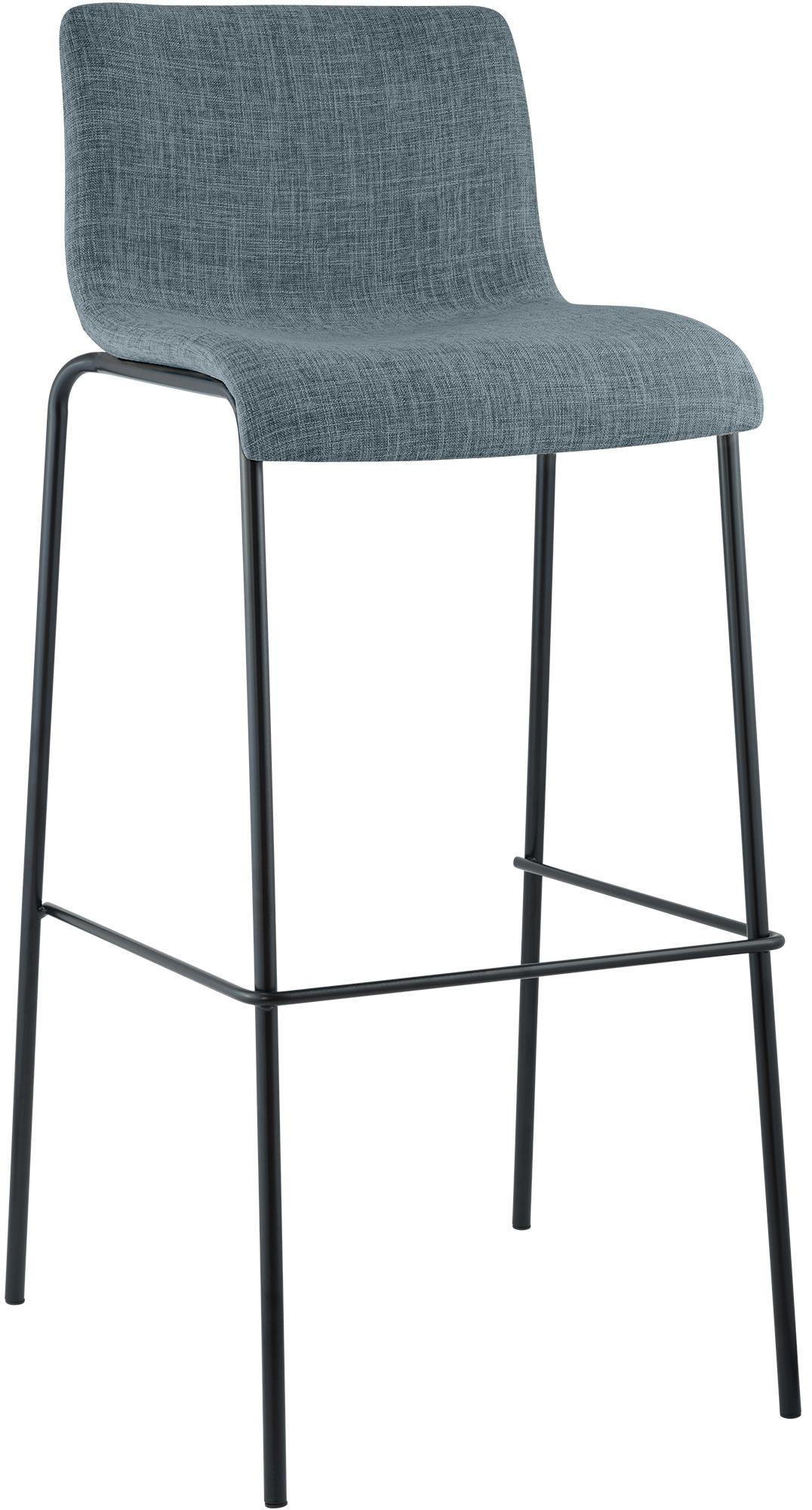 BARHOCKER Stoff Blau - Blau/Schwarz, Textil/Metall (43/100/48cm) - CLP