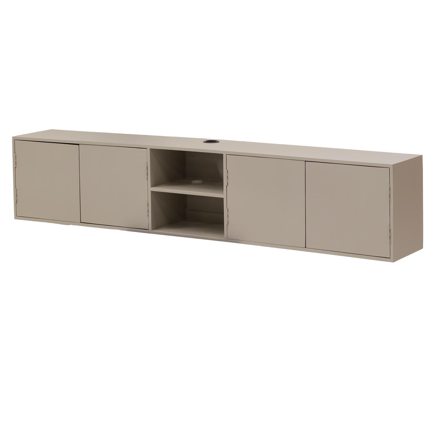 SCHWEBENDES TV-Möbel mit 4-Türen aus Mangoholz 200cm, taupe - Taupe, Holz (200/40/30cm) - Giga Meubel
