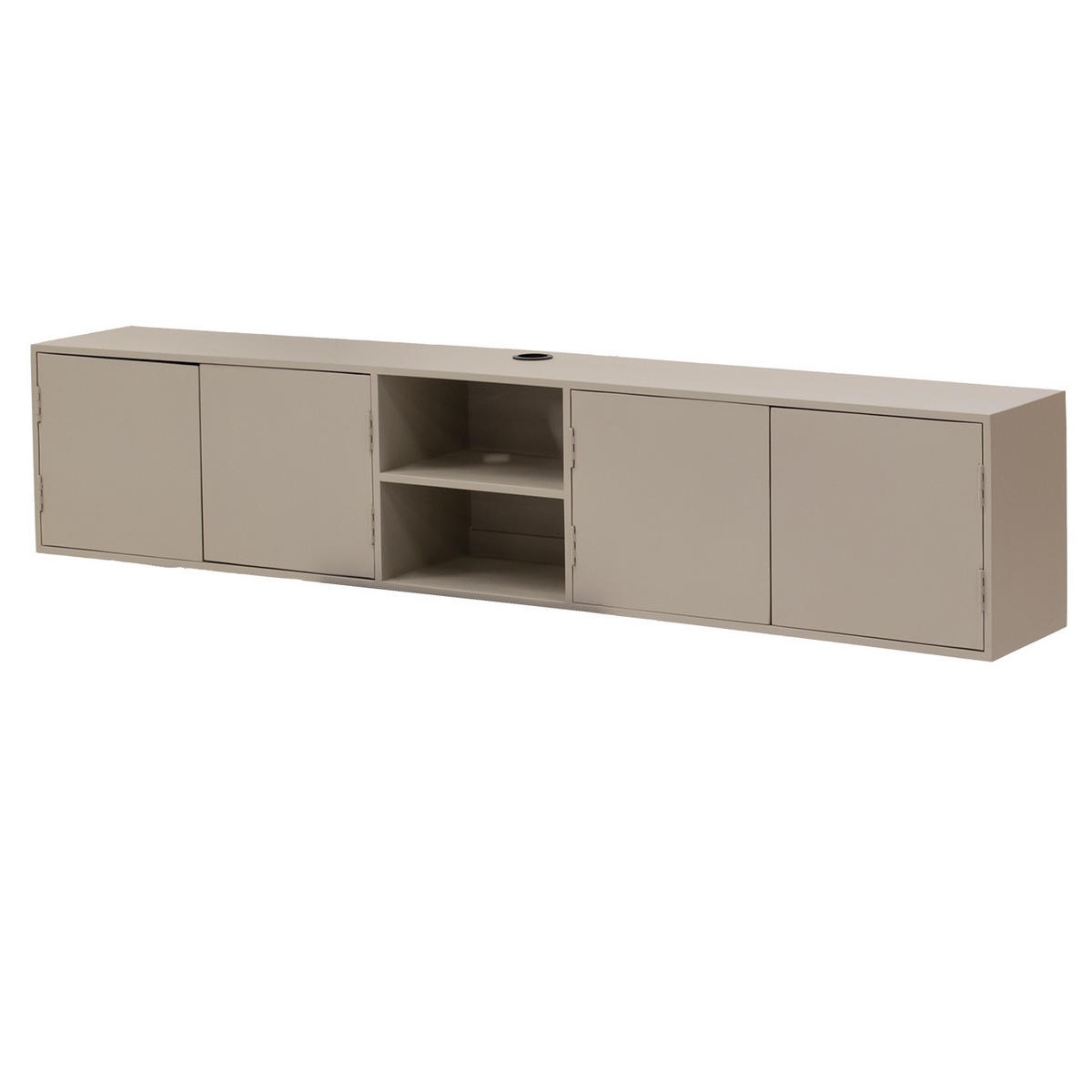 SCHWEBENDES TV-Möbel mit 4-Türen aus Mangoholz 200cm, taupe - Taupe, Holz (200/40/30cm) - Giga Meubel