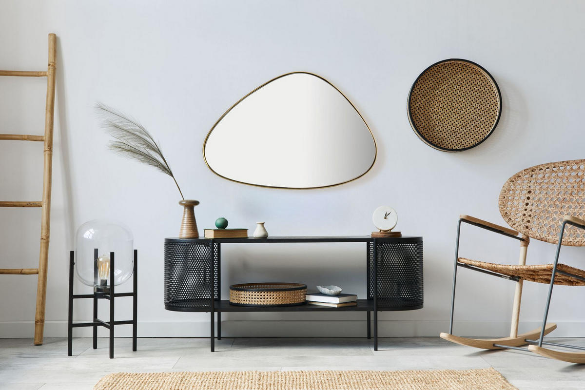 WANDSPIEGEL Asymmetrisch Metall Gold 46x70 cm Modern - Goldfarben, Glas (46/70/3cm) - KADIMA DESIGN