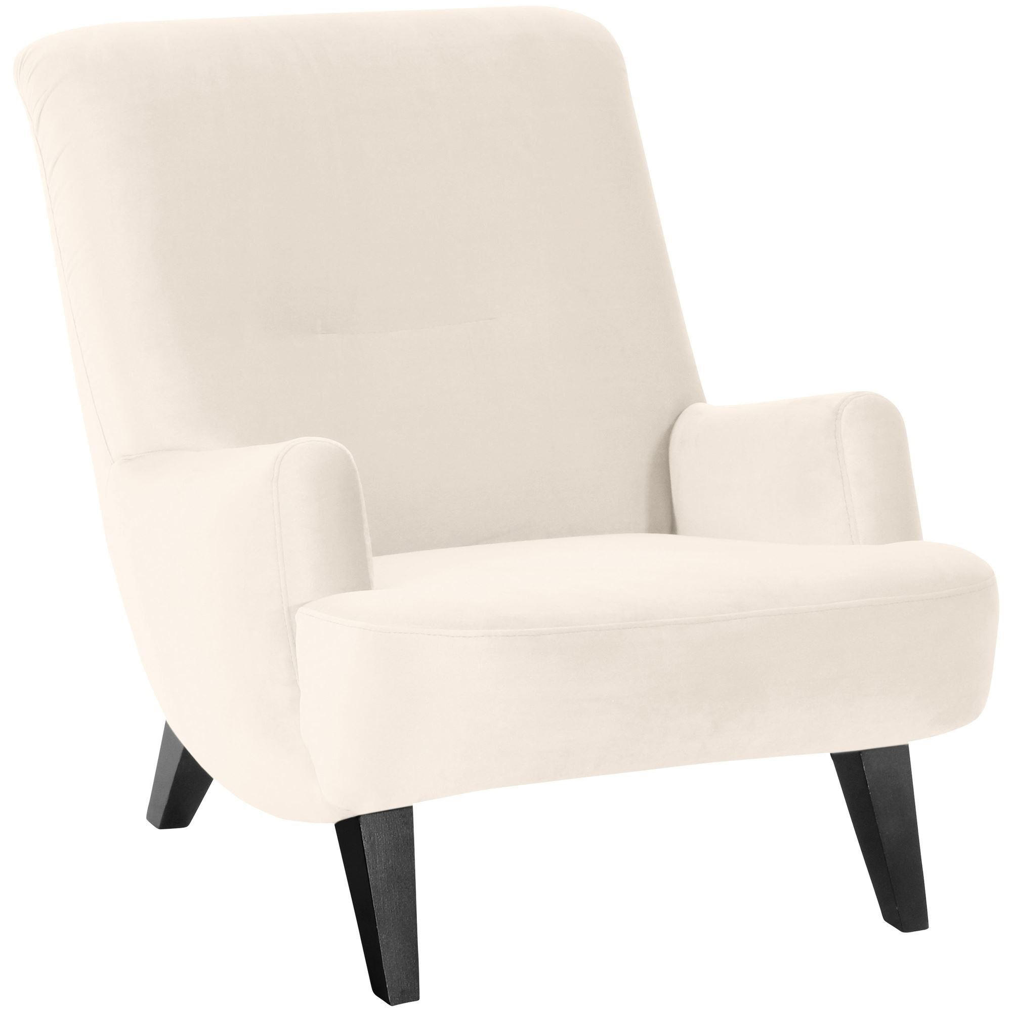 SESSEL Kajsa 71x80x101 Bezug Samtvelours Buche schwarz/creme - Creme/Schwarz, Kunststoff (101/80/71cm) - 58aufmkessel