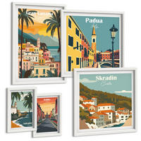 BILDER SET 5er Set - 50x50 cm & 20x30 cm & 40x60 cm Weißer Rahmen - Retro-Stadtansichten Sedona Sintra - Weiß, Kunststoff (40/60cm) - TULUP