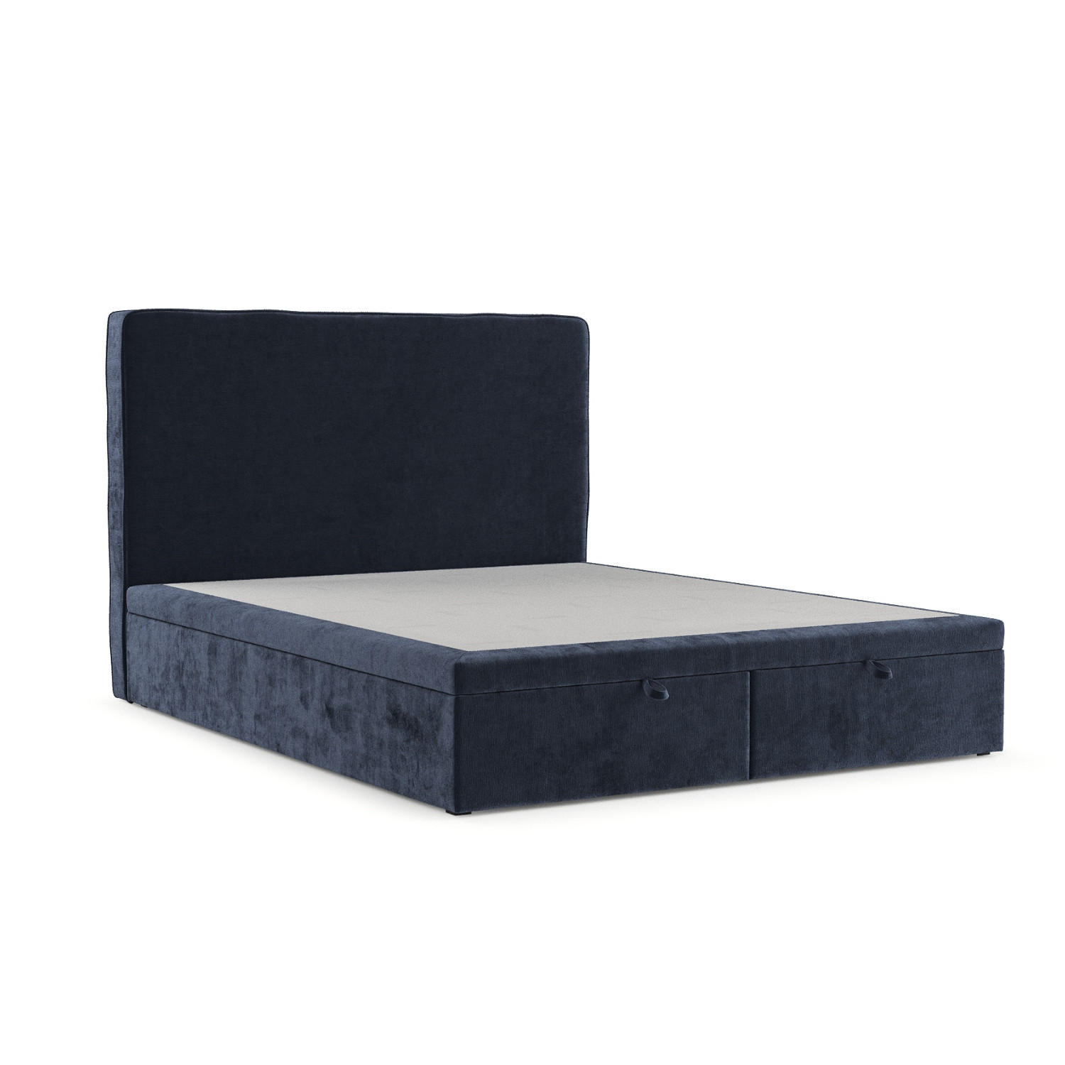 POLSTERBETT Hush mit Stauraum 180/200 cm Marineblau im Lotta Stoff - Schwarz/Dunkelblau, Holz/Holzwerkstoff (180/200cm) - AltaBeds