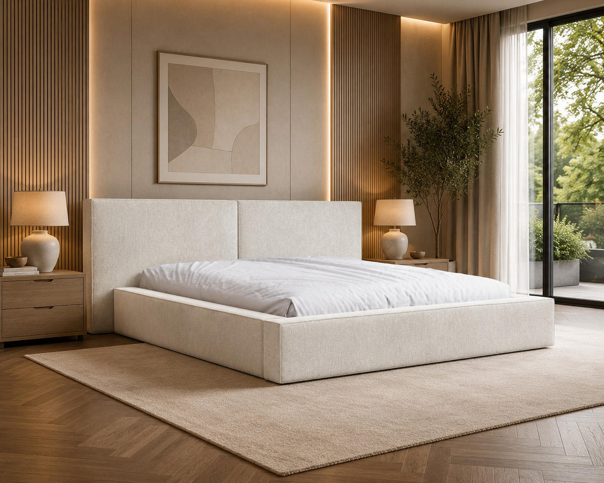 POLSTERBETT 06 140x200 cm – Tresor - Bett mit Bettkasten, Metall-Lattenrost - Creme, Holz (140/200cm) - ROYAL24_MARKT